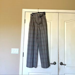 ENGLISH FACTORY PLAID BELTED PANTS